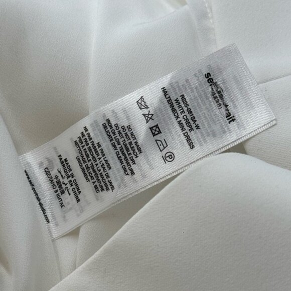 🆕 SELF PORTRAIT 🧿 NWOT White Crepe Halterneck Mini Dress, Sz UK 8 / US 4 - Picture 14 of 16
